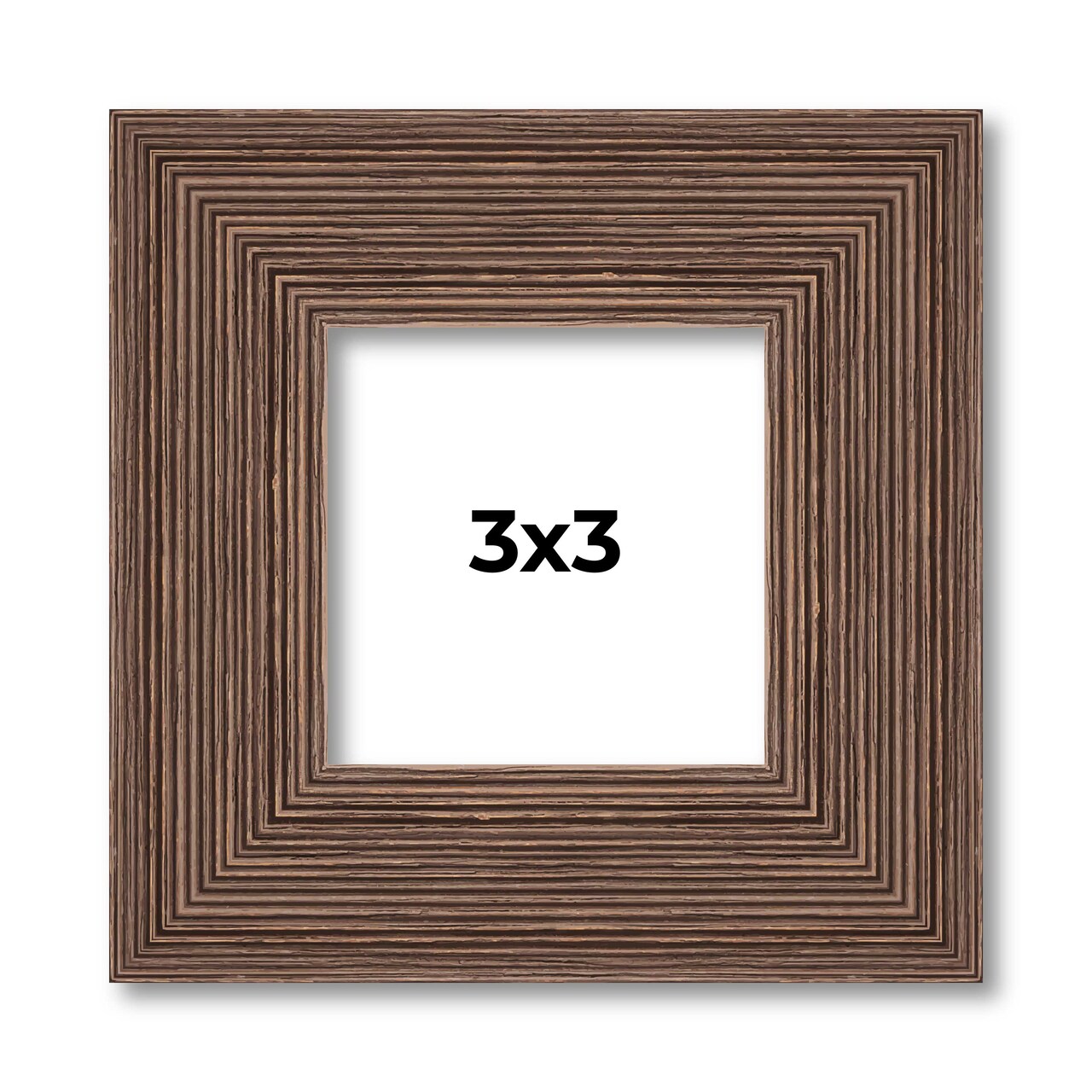 3x3 Wide Barnwood Picture Frame with UV-Resistant Acrylic & Acid Free Backing, Available in 6 Paint Finishes - Grey, Brown, White, and Black